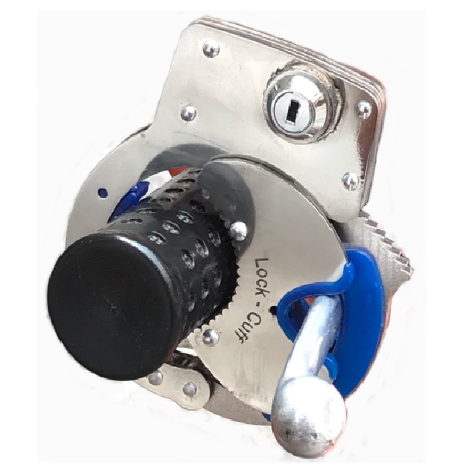 Khóa xe máy chống trộm Lock-Cuff bản Thép không rỉ cao cấp - có Viền bảo vệ màu Xanh dương