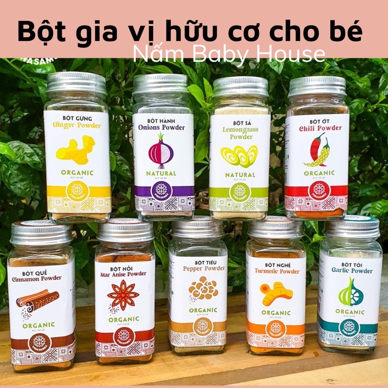 Bột gia vị hữu cơ Vinasamex cho bé ăn dặm - hành, tỏi, gừng, sả, quế 40g
