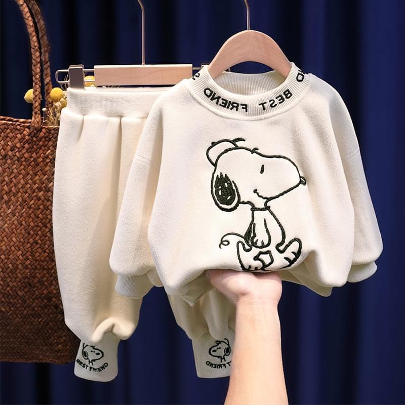 Bộ Cho Bé Chất Nỉ Bông Thêu Hình Chú Chó Đáng Yêu MINKY BABY
