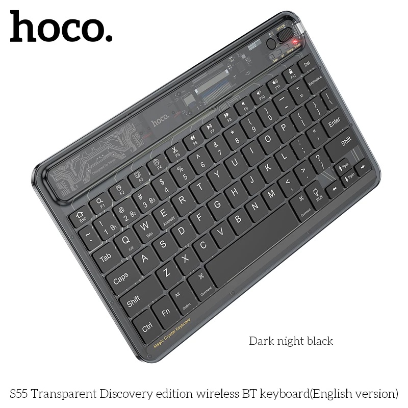 Bàn phím Bluetooth Không Dây Hoco S55 Với 7 HIệu Ứng Ánh Sáng, Đẹp Bền, Hiện Đại, Pin Khỏe