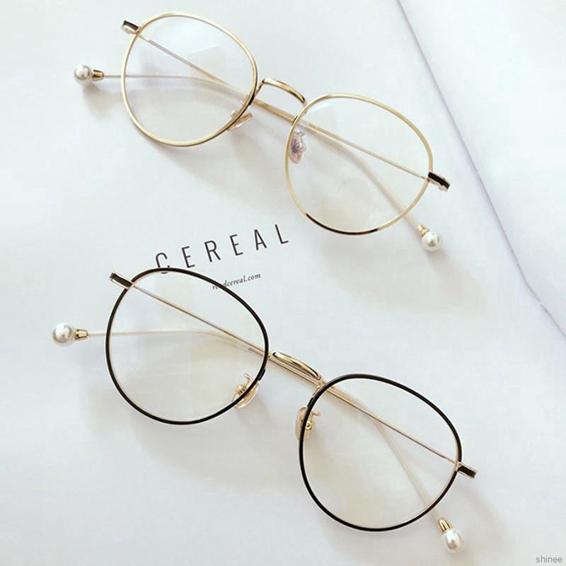 shinee Women Retro Fashion Metal Round Big Frames Clear Lens Eyeglasses