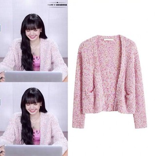 Áo khoác cardigan dáng rộng phong cách Lisa Blackpink thời trang cho nữ