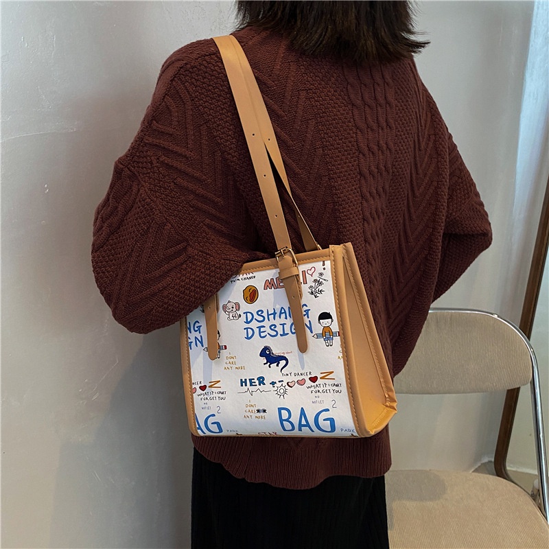 Túi Xách Tay In Họa Tiết Graffiti Phong Cách Mới Dành Cho Nữ FF4039