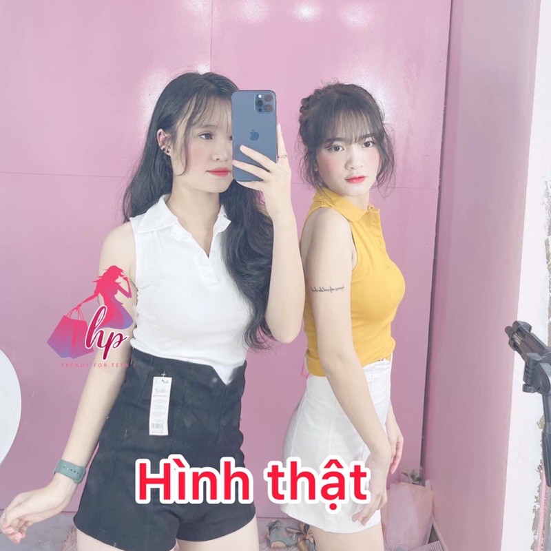 áo thun kiểu croptop ôm body cổ bẻ mẫu mới 2021