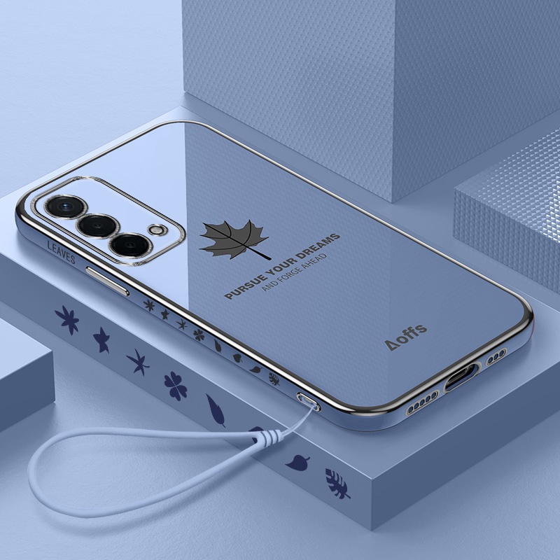 Ốp Điện Thoại Mềm Họa Tiết Lá Phong Có Dây Đeo Cho Oppo A74 F19 A94 F19 Pro A55 4G A57 A39 A59 A73 F5