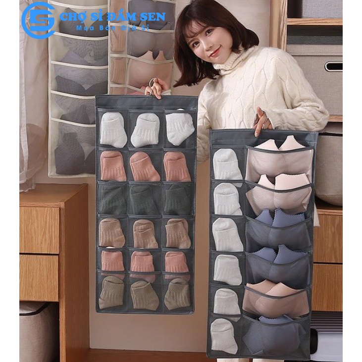 Túi lưới treo đựng đồ 2 mặt nhiều ngăn, túi đựng đồ cá nhân thông minh tiện ích G389-TuiLuoi-30N