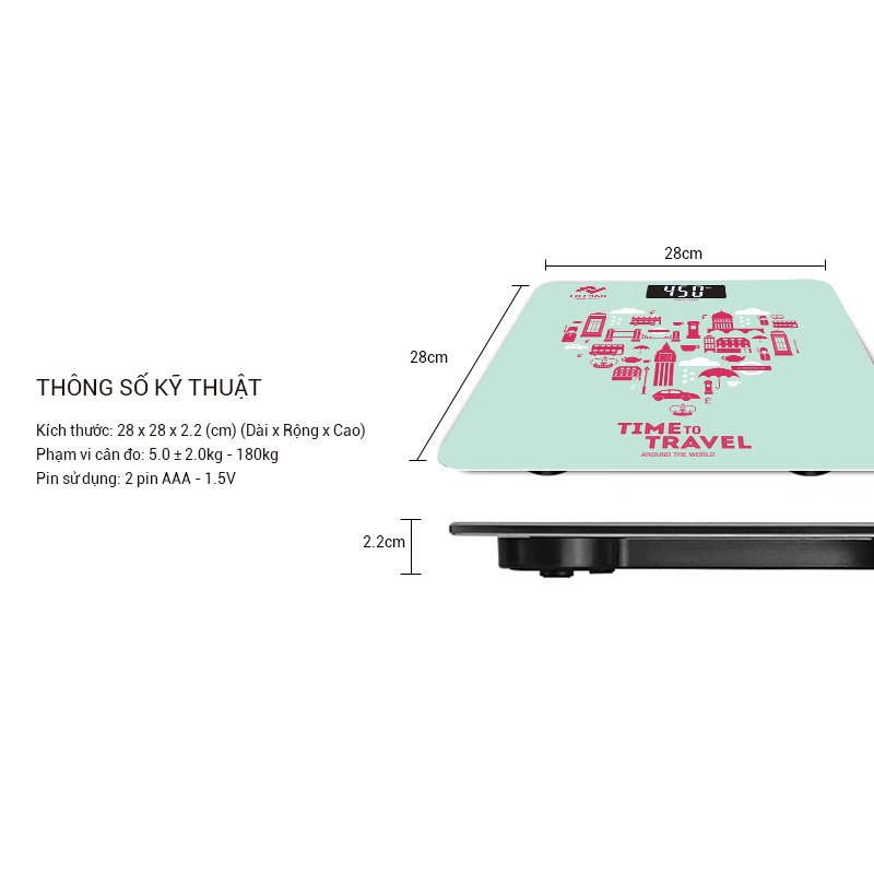 Cân Điện Tử Sức Khỏe Life360 AR-S17G - Cân Điện Tử Thông Minh- Hàng Chính Hãng