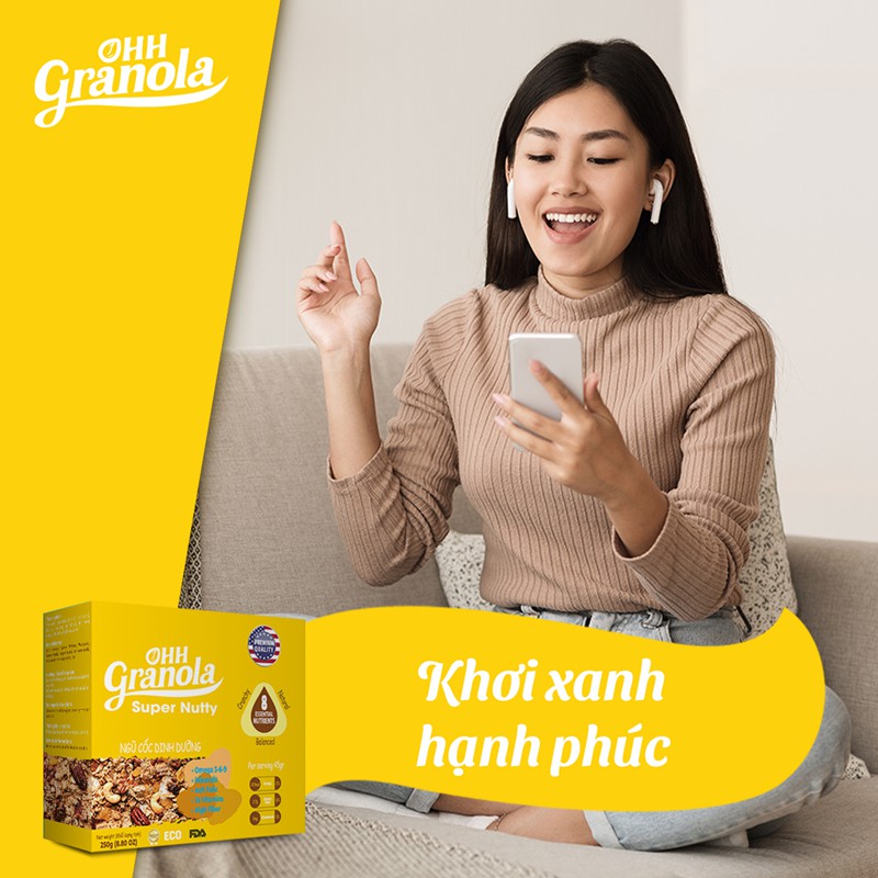 Ăn Vặt Granola- Giảm Cân Ngũ Cốc Hạt Healthy (Ohh Granola) Thay Thế Bữa Sáng hoặc Buổi Tối Ăn Kèm Menu Keto, Eat clean