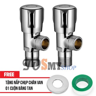 Bộ 2 van khoá nước 3 ngã cao cấp vt01-tặng nắp chụp chân van + 01 cuộn băng tan