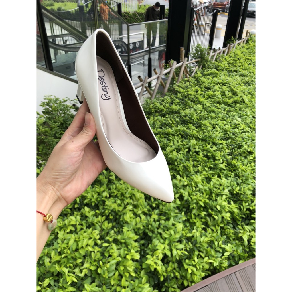 [HỖ TRỢ ĐỔI SIZE ] Giày cao gót công sở 7 phân gót trụ xi bóng kiểu dáng basic_A026GT