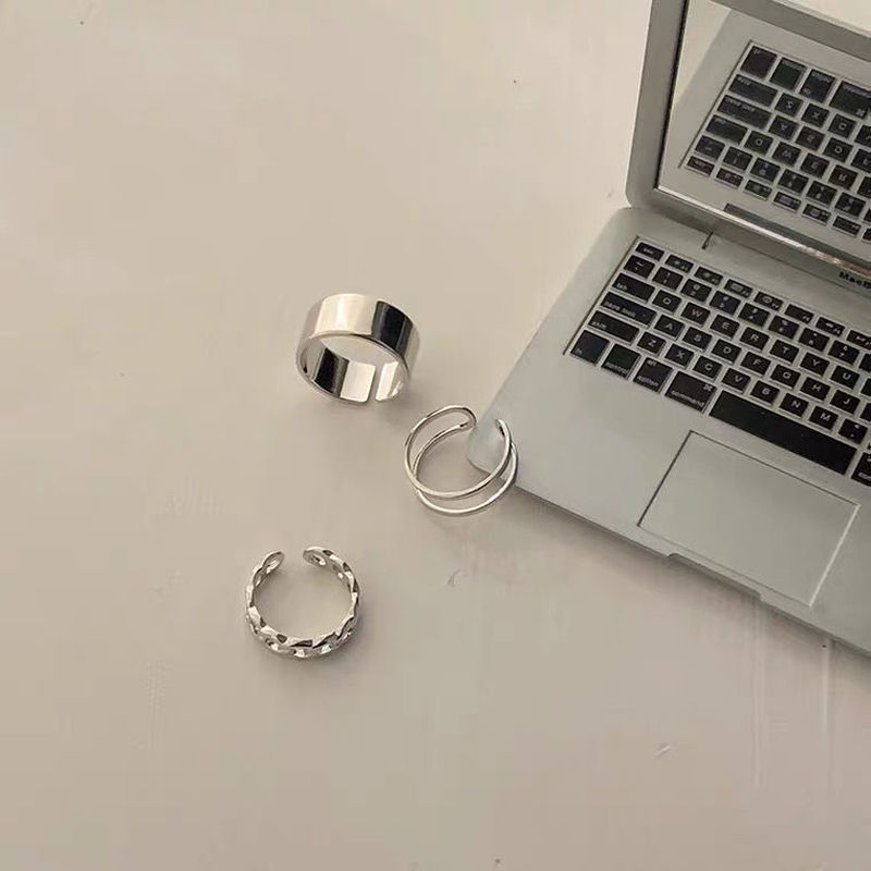 Set 3 Nhẫn Cặp Đôi Thiết Kế Đơn Giản Cá Tính Phong Cách Hàn Quốc