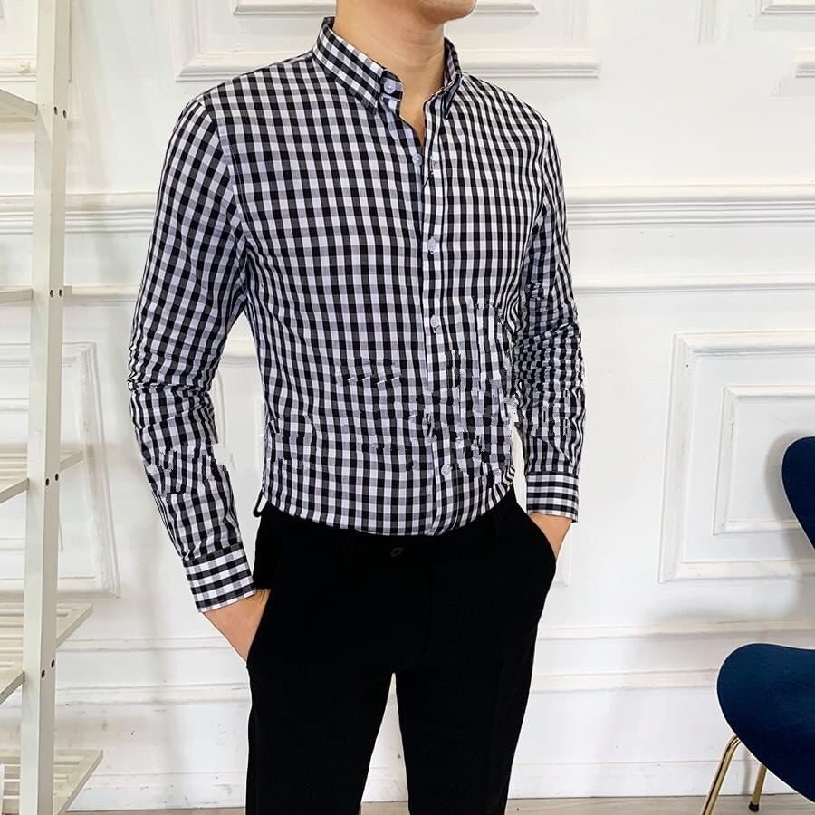 Áo sơ mi nam dài tay gấp hộp Kẻ Ca Rô Vuông cao cấp, chất vải cotton mịn phong cách công sở(SMKV) | BigBuy360 - bigbuy360.vn