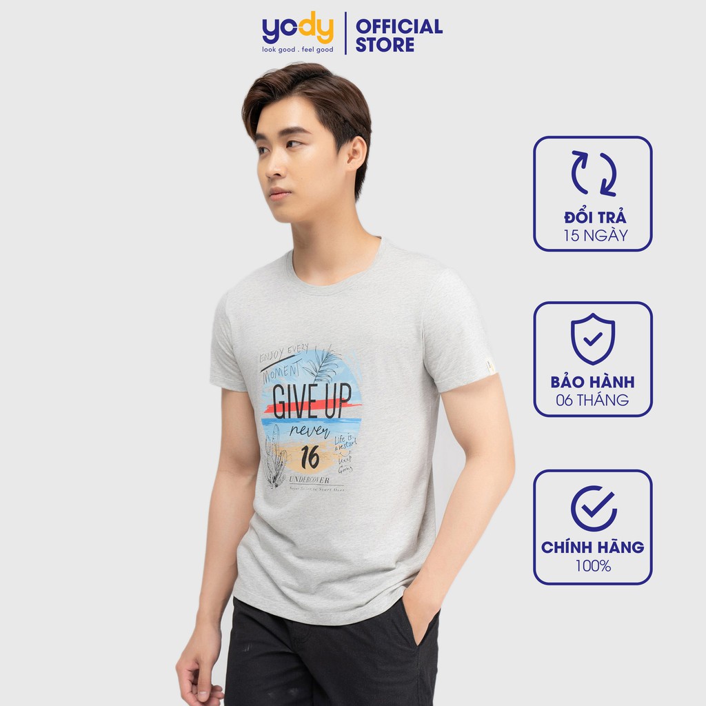 Áo thun nam Yody in hình biển thoải mái co dãn thấm hút TSM4205