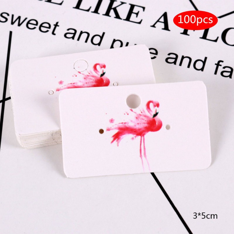 SEL 100Pcs Earrings Pack 3x5cm Ear Stud Card Jewelry Display Hang Tag Label Printing