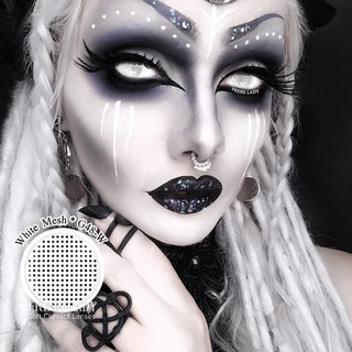 Chỉ #90k 1 cặp lens, kính áp tròng Cosplay Trắng, dạng lưới, dùng cho lễ hội, halloween