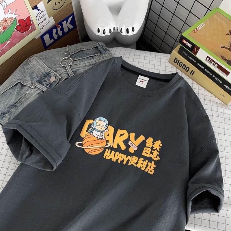 [Rẻ vô địch] Áo thun cotton tay lỡ dáng rộng unisex Diary | BigBuy360 - bigbuy360.vn