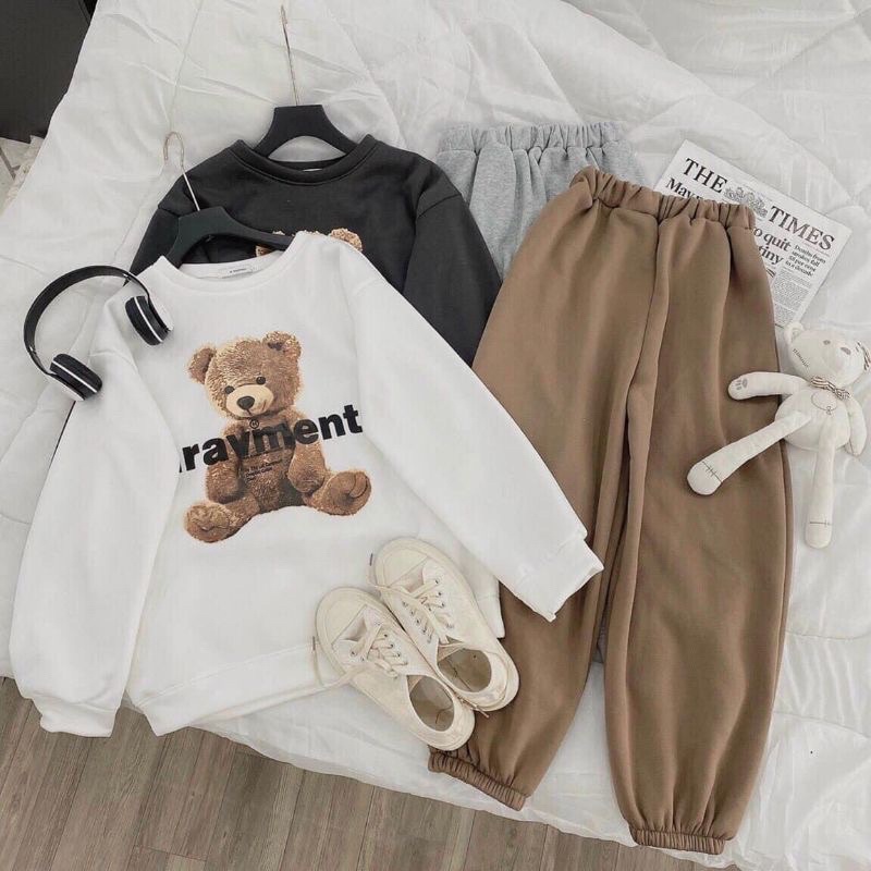 Bộ nỉ nữ bông hình gấu