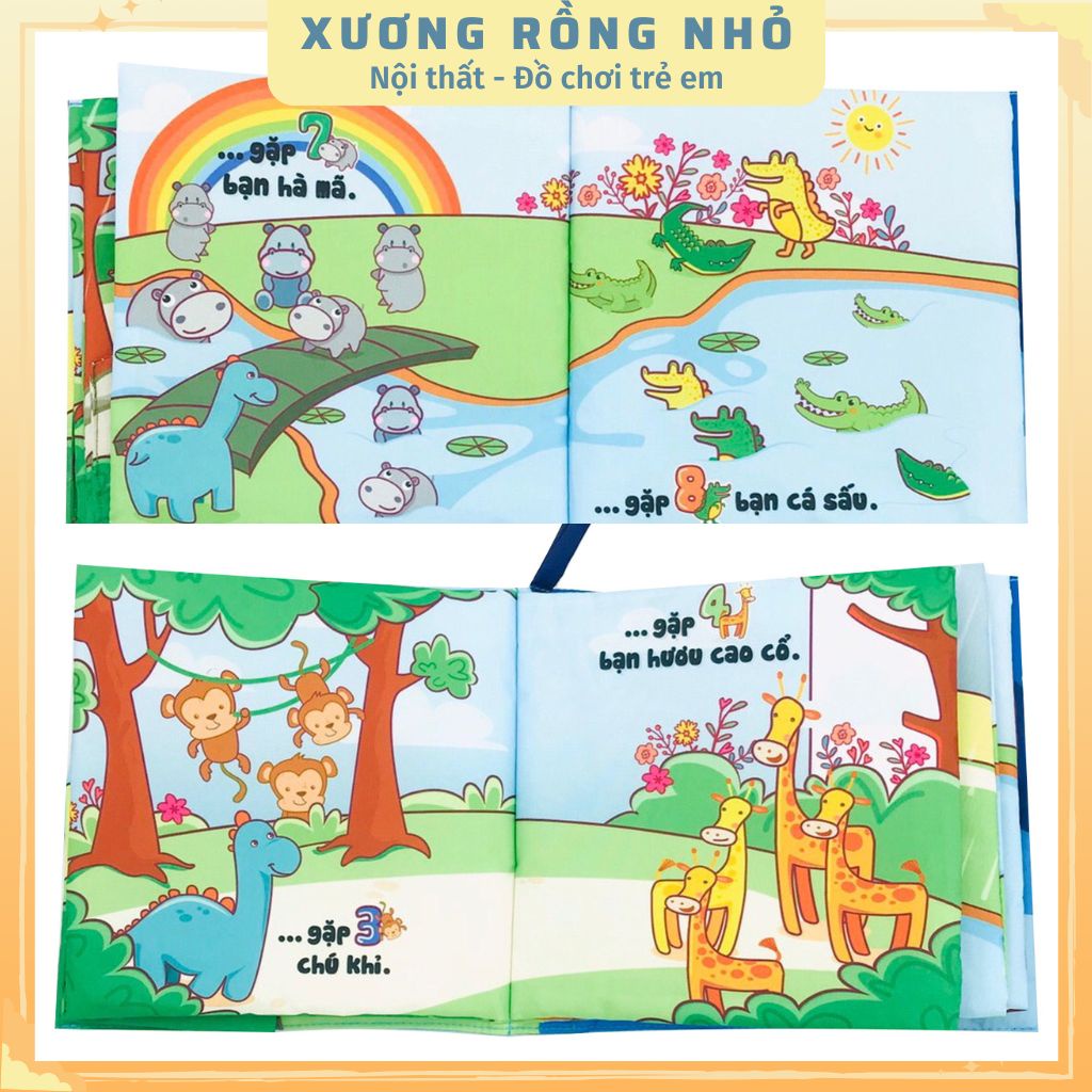 Trọn bộ sách vải cho bé sơ sinh 0 - 4 tuổi Lalala Baby - sách vải an toàn cho bé tương tác - Xương Rồng Nhỏ