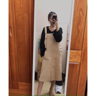 ORDER Váy yếm thô vintage dáng dài