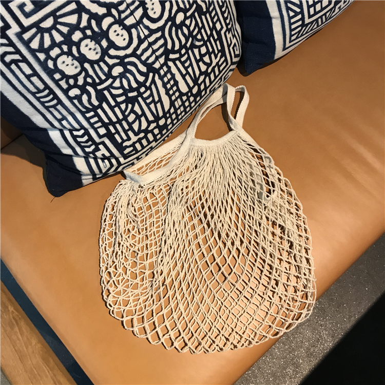 Túi lưới mua sắm 100% cotton có thể gấp gọn tiện dụng