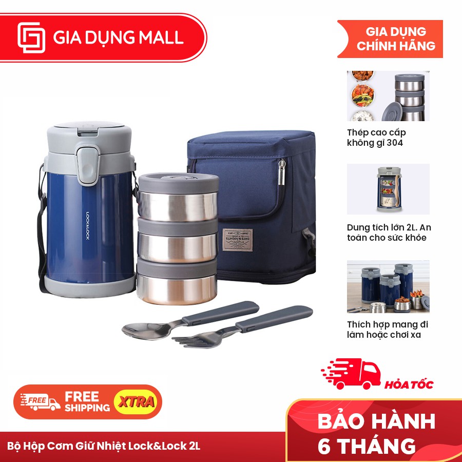 Bộ Hộp Cơm Giữ Nhiệt Easy Take Lunch Box Lock&amp;Lock (2000ml) LHC8039