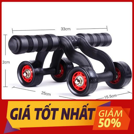 Con lăn tập bụng 4 bánh tặng kèm thảm lót - dụng  cụ tập thể dục