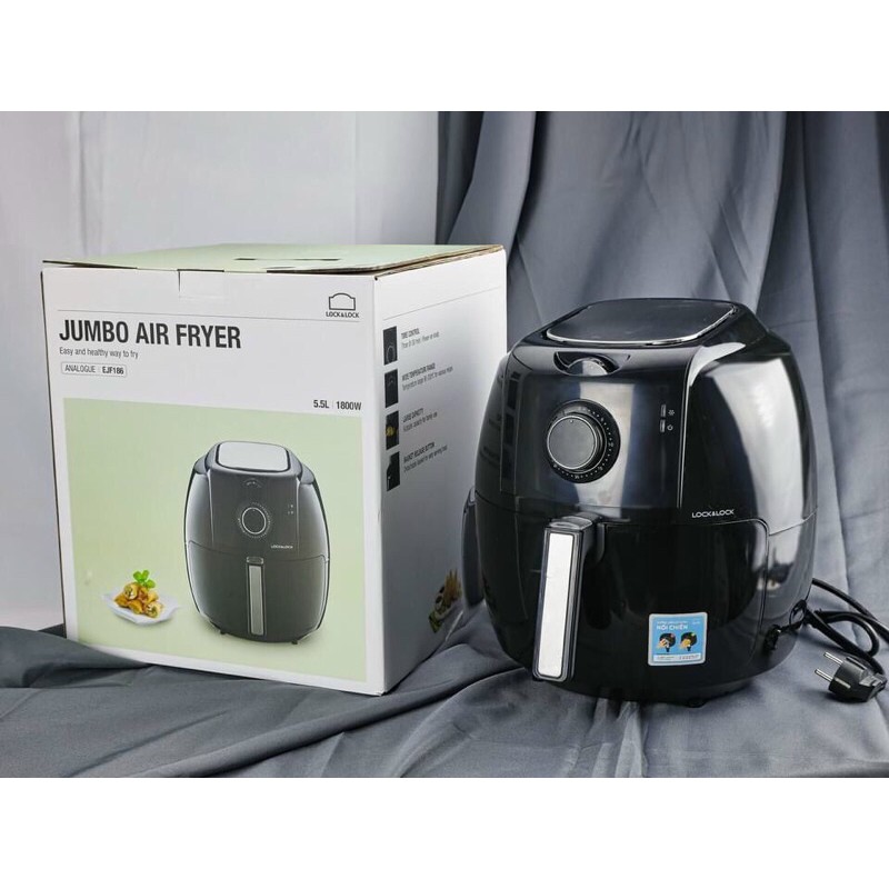 (SALE GIÁ GỐC) NỒI CHIÊN KHÔNG DẦU LOCK&LOCK JUMBO AIR FRYER CƠ EJF186BLK 5.5L