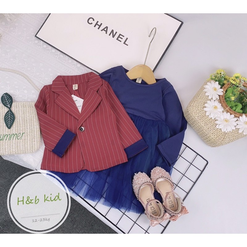 Set bộ bé gái - Set áo khoác vest & váy voan