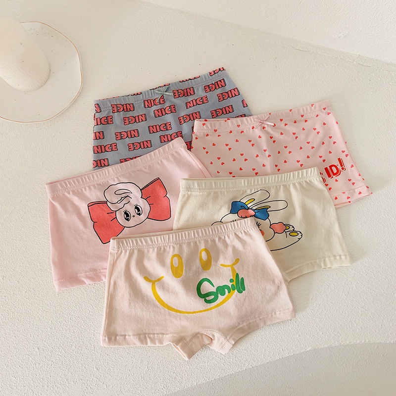 Quần chip bé gái combo 5 quần lót cotton kháng khuẩn cao cấp cho trẻ em từ 9 đến 39kg hoạ tiết Cô gái nhỏ