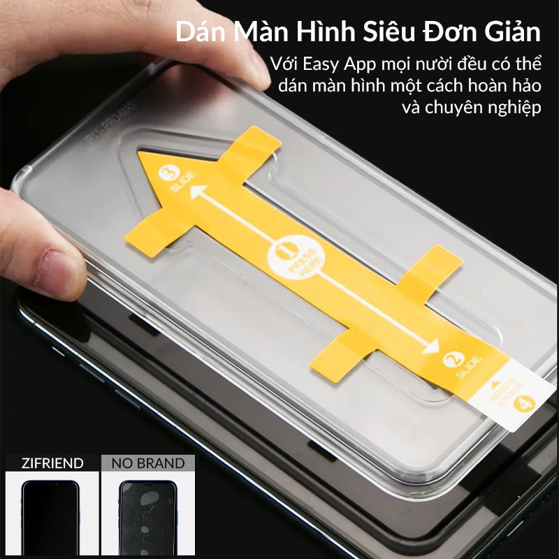Kính Cường Lực Chống Nhìn Trộm iPhone ZIFRIEND Privacy Chống Bám Vân Tay, Chống Trầy Xước, Độ Cứng 9H, Kính Bo Viền 3D
