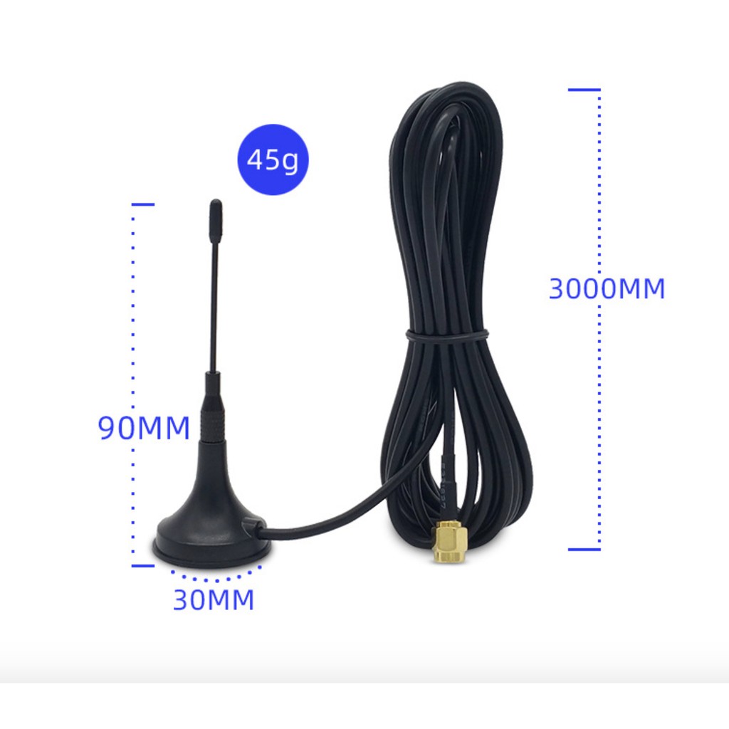 Anten thu sóng 3G/4G chuẩn SMA/TS9 17dBi thân 9cm cáp dài 3m | BigBuy360 - bigbuy360.vn