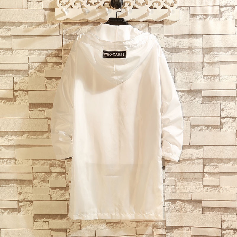 Áo Khoác Gió Dài Trung Bình Có Mũ Trùm Chống Nắng Bảo Vệ An Toàn Mùa Hè Cho Nam Sinh