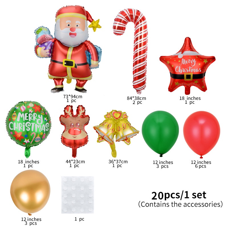 Set 20 / 25 Bong Bóng Màng Nhôm Hình Ông Già Noel / Kẹo / Ông Già Noel Trang Trí Tiệc Giáng Sinh / Năm Mới / Gia Đình