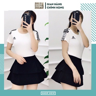 Chân váy xếp ly hai tầng, chân váy đen dáng ngắn xòe chất liệu tuyết mưa