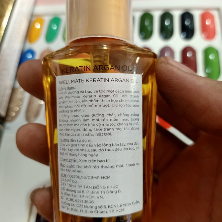 "TINH DẦU NUÔI DƯỠNG VÀ BẢO VỆ TÓC WELLMATE  KERATIN ARGAN OIL 60ML VÀNG - GIÁ SIÊU KHUYẾN MÃI"