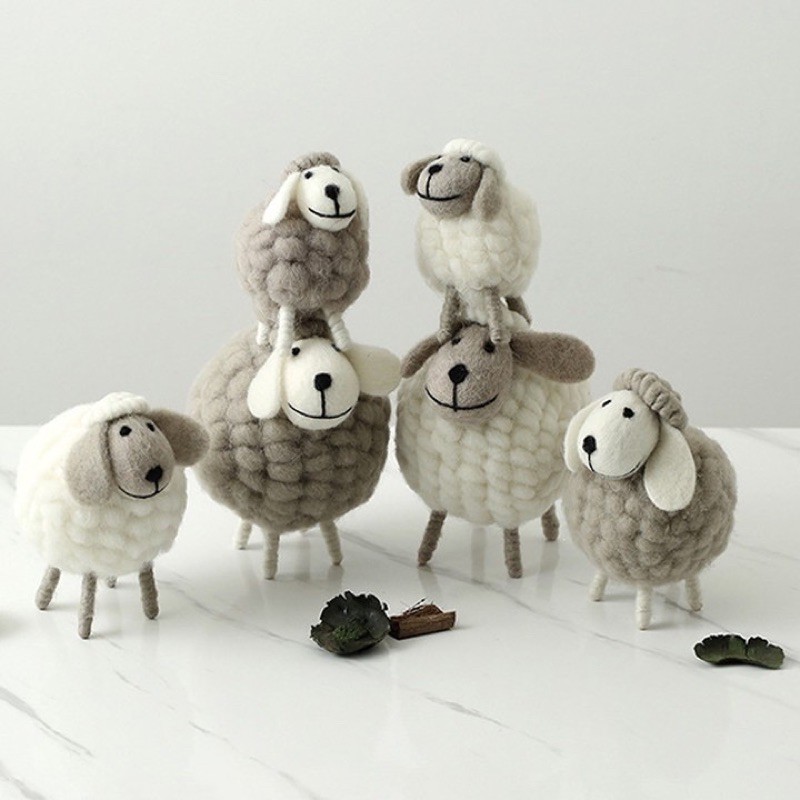 Quà  tặng -Bộ gia đình nhà cừu bằng len 3 con đáng yêu , Decor để bàn ngộ nghĩnh &amp; quà tặng sinh nhật, quà cho bé