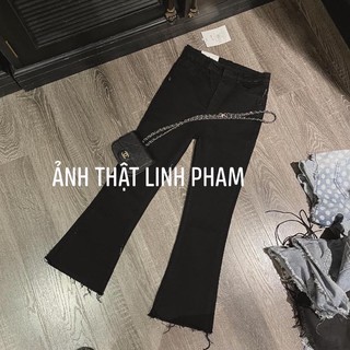 Quần bò đen ống loe ảnh thật