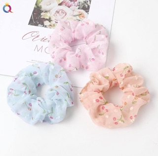 🍒Chun cột tóc Scrunchies hoạ tiết cherry