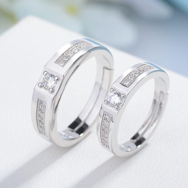 Nhẫn cặp đôi bạc cao câp AK02. Mẫu nhẫn cưới thiết kế đồng điệu mới nhất 2022