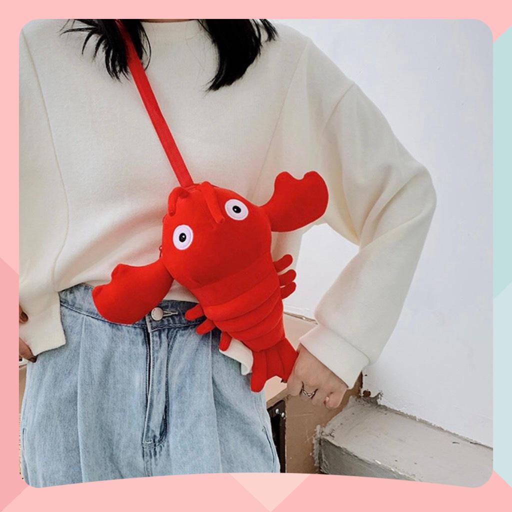 Túi Đeo Chéo Gấu Bông Hình Con Tôm - Túi Đeo Vai Con Tôm Xinh Xắn