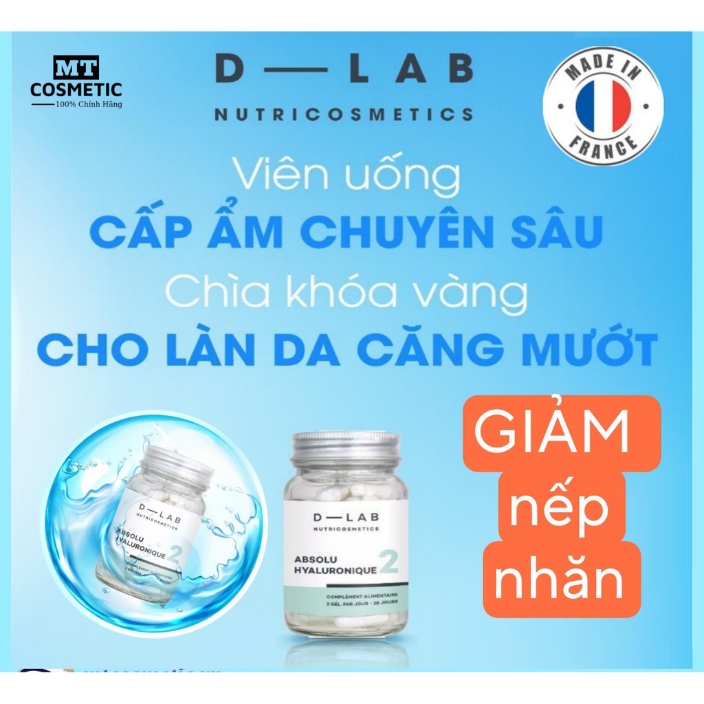 Viên HA Của Dlab Cấp ẩm, giữ nước cho da Absolu Hyaluronique - Cải thiện độ đàn hồi - lấp đầy các rãnh nhăn và nếp nhăn