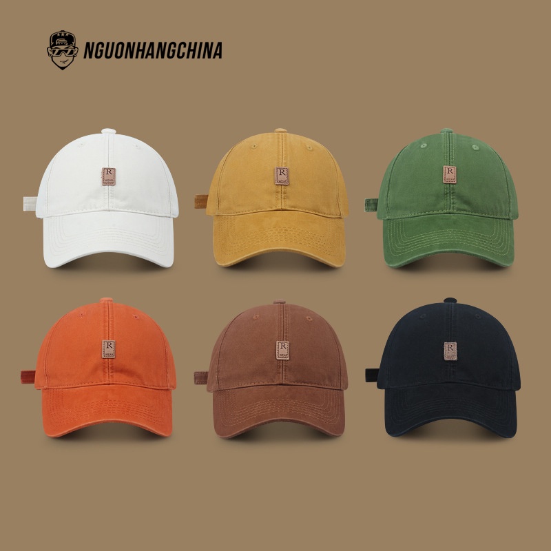 Mũ lưỡi trai họa tiết thêu chữ gắn da nhiều màu sắc cho nam nữ