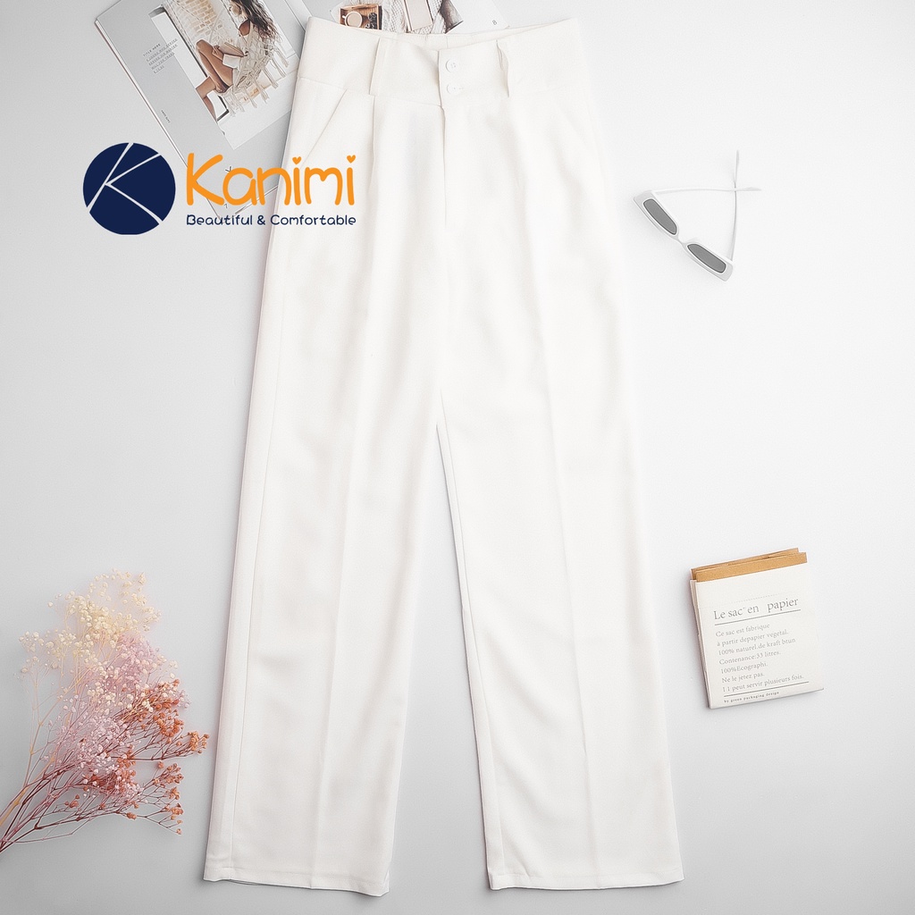 Quần ống rộng suông dài 100cm Kanimi, quần culottes chất tuyết mưa cực đẹp tôn dáng | BigBuy360 - bigbuy360.vn