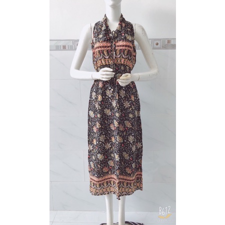 [size 2/55-65ky] Đầm maxi lanh lụa nữ thổ cẩm đầm đi biển 🌊