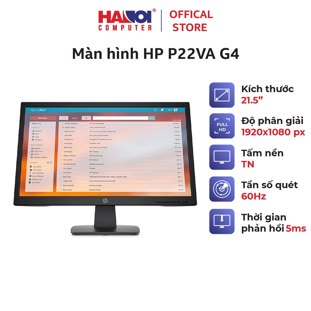 Màn hình HP P22VA G4 (21.5inch/FHD/TN/60Hz/5ms/250nits/HDMI+VGA)