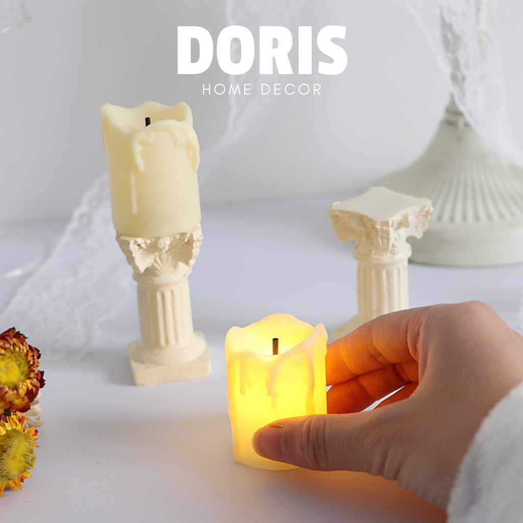 Nến điện tử chạy pin trang trí tiệc mô phỏng nghệ thuật La Mã, decor phong cách retro - Doris.decor