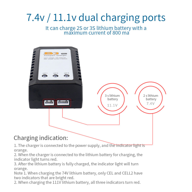 Bộ Sạc Pin Cân Bằng Imaxrc B3 Pro Compact 2S-3S Lipo 110-240V AC Cho Máy Bay Điều Khiển Từ Xa