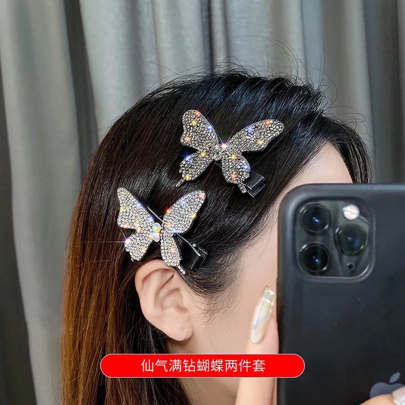 Kẹp tóc kiểu bướm đính kim cương giả thời trang dành cho nữ