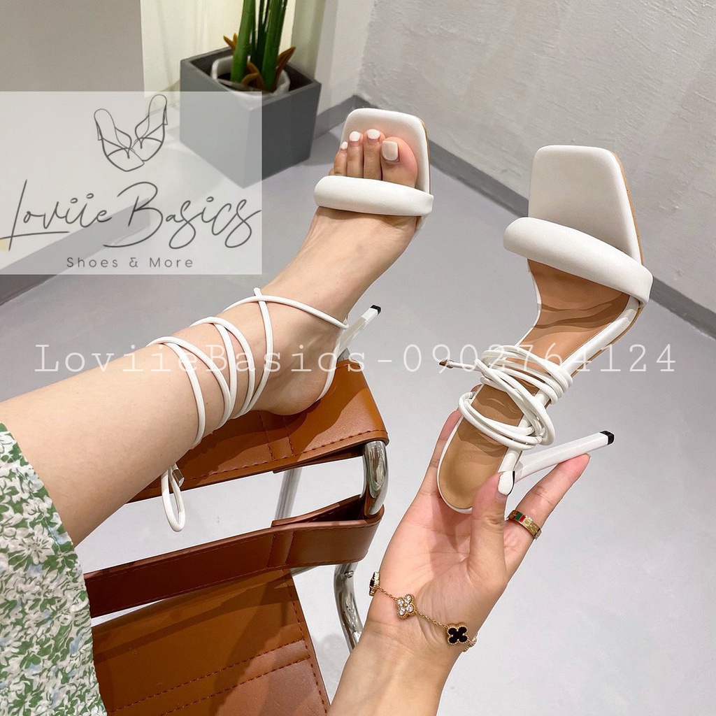 GUỐC NỮ LOVIIE BASICS - SANDAL CAO GÓT QUAI NGANG PHỒNG THỜI TRANG - GIÀY CHIẾN BINH CỘT DÂY G220425