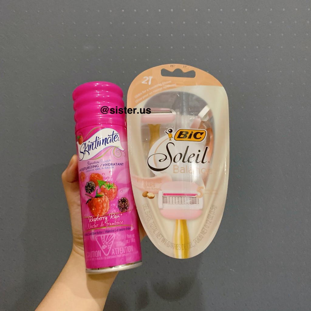 [ Hàng Mỹ Nhập ] Set Dao cạo đầu bơ Bic và Kem cạo dạng bọt Skintimate